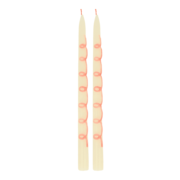 Pink Swirl Taper Candles (x2)