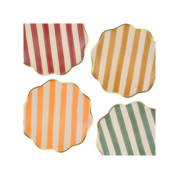 Fall Stripe Dinner Plates (x8)