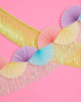 Pastel Paper 3D Fan Garland 6' Banner, Birthday Party kids