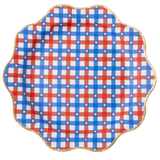RED & BLUE GINGHAM STAR DINNER PLATES