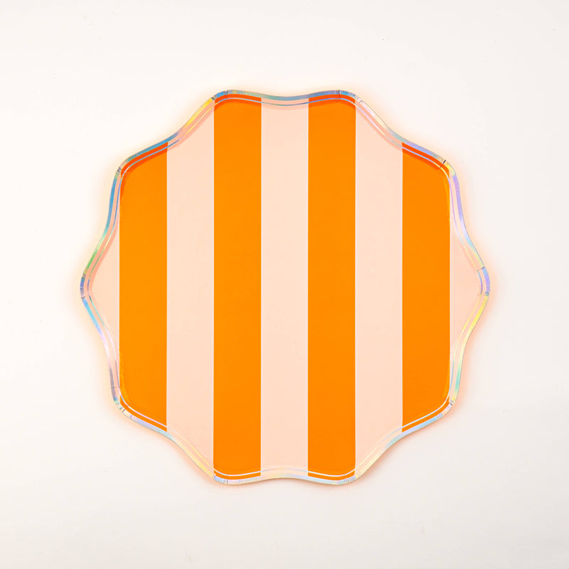Pink, Orange & Purple Spooky Stripes Dinner Paper Plates