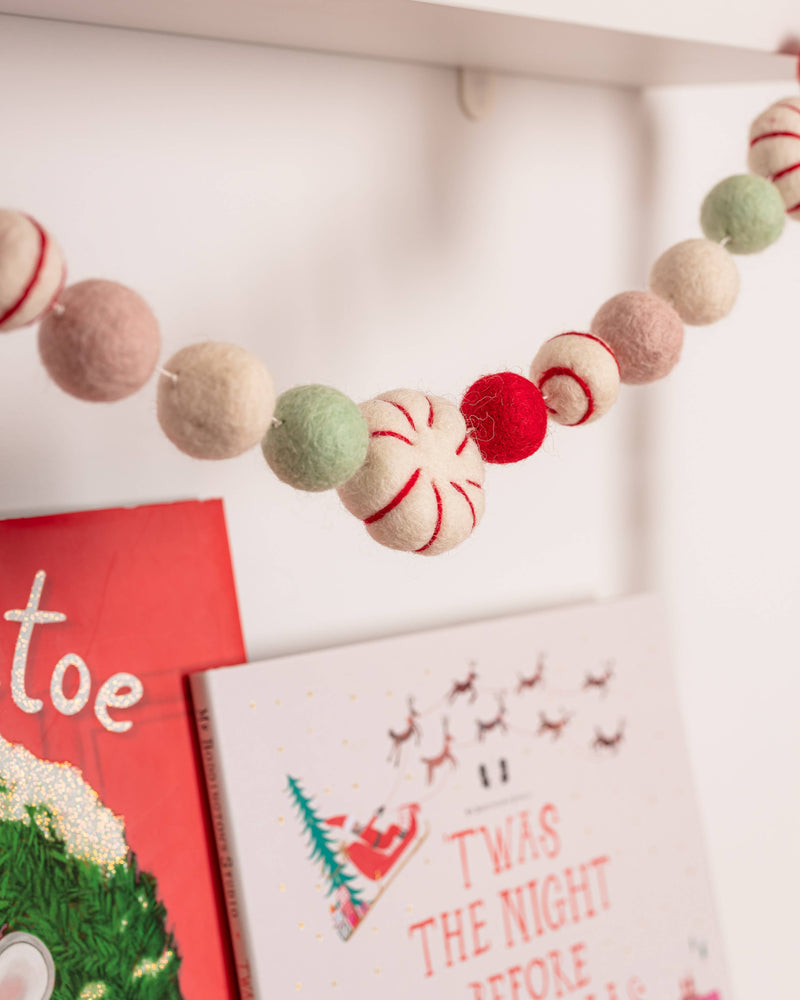 Peppermint Swirls Christmas Felt Garland