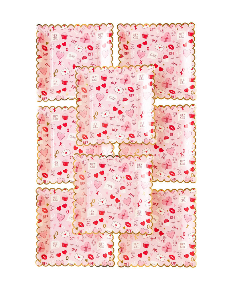 Valentine Scatter Square Paper Plate