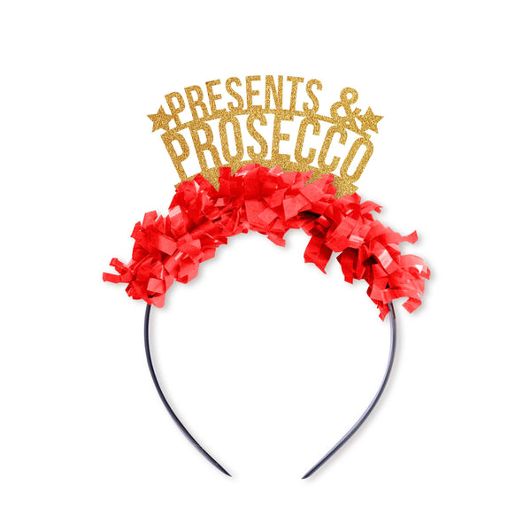 Presents & Prosecco Holiday Christmas Party Crown Headband: Red/Green