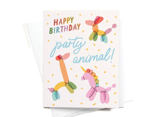 Happy Birthday Party Animal Balloons Greeting Card