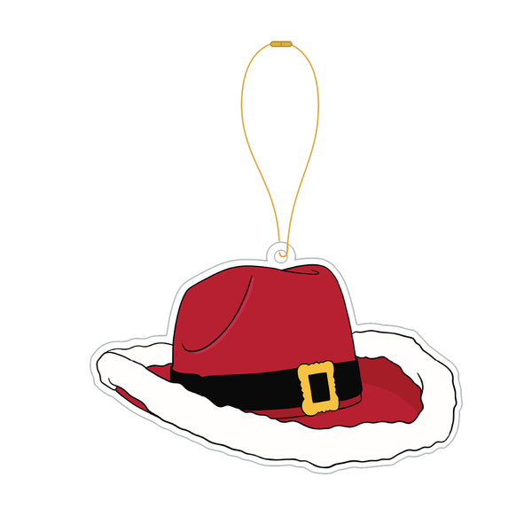 Cowboy Christmas Hat White Acrylic Ornament