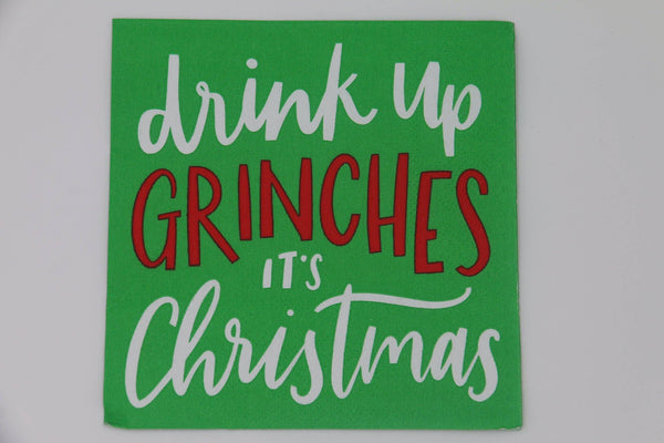 Funny Christmas Napkins | Drink Up Grinches - 20ct
