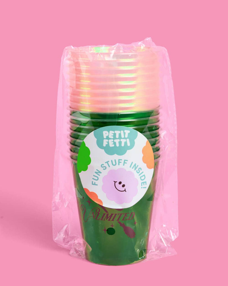 Emerald City Cups - 16 plastic cups,Emerald City Cupcake Set - 24 sets of liners + toppers, wizard, witch, pink, green