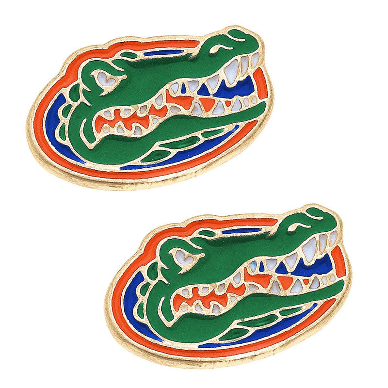 Florida Gators Enamel Stud Earrings in Green/Blue/Orange