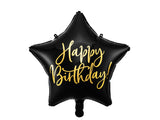 Black Star, Gold Happy Birthday Foil Balloon