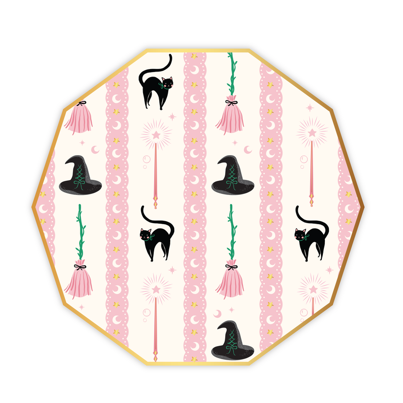 WITCH HAT & BROOM LARGE PLATES
