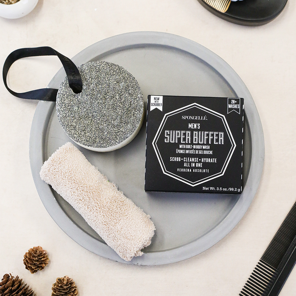 Spongellé Men's Super Buffer w/ Black Scrubber: 3.5 oz