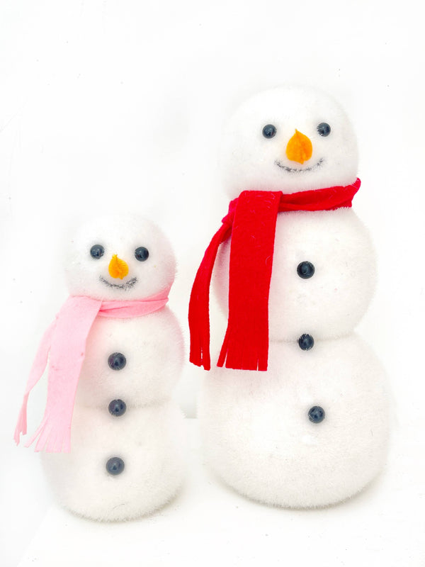 Flocked Snowman Decorations 12” - Red