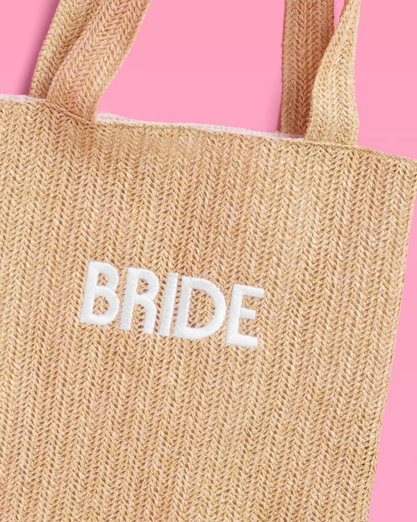 Bride Beach Tote - embroidered straw tote, Bride Gift, Bachelorette