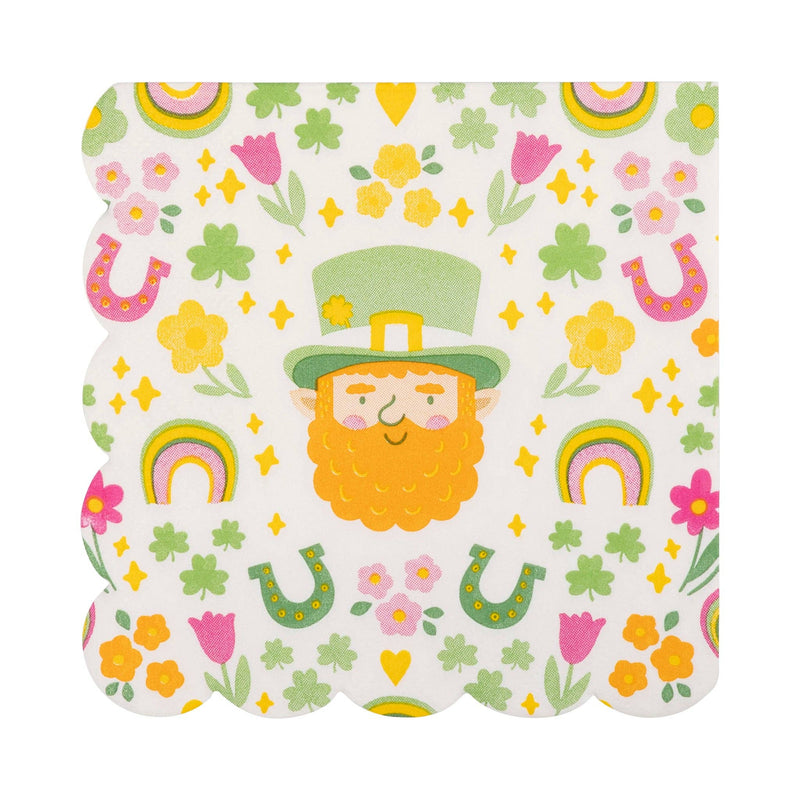 Foil Leprechaun Scatter Scallop Cocktail Napkin