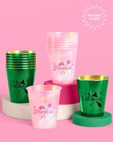 Emerald City Cups - 16 plastic cups,Emerald City Cupcake Set - 24 sets of liners + toppers, wizard, witch, pink, green