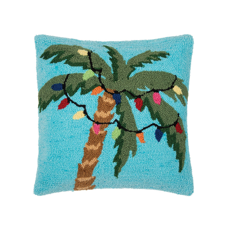 Christmas Palm Tree With Lights Throw Pillow