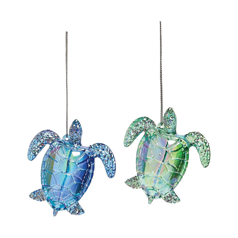 Blue Christmas Sparkle Sea Turtle Ornament