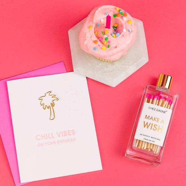 Make A Wish - Glass Bottle Matches - Bright Pink