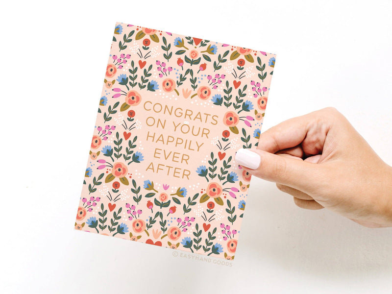 Congrats on Your Happily Ever After Floral Greeting Card