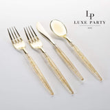 Gold Glitter Plastic Cutlery Set | 32 Pieces
