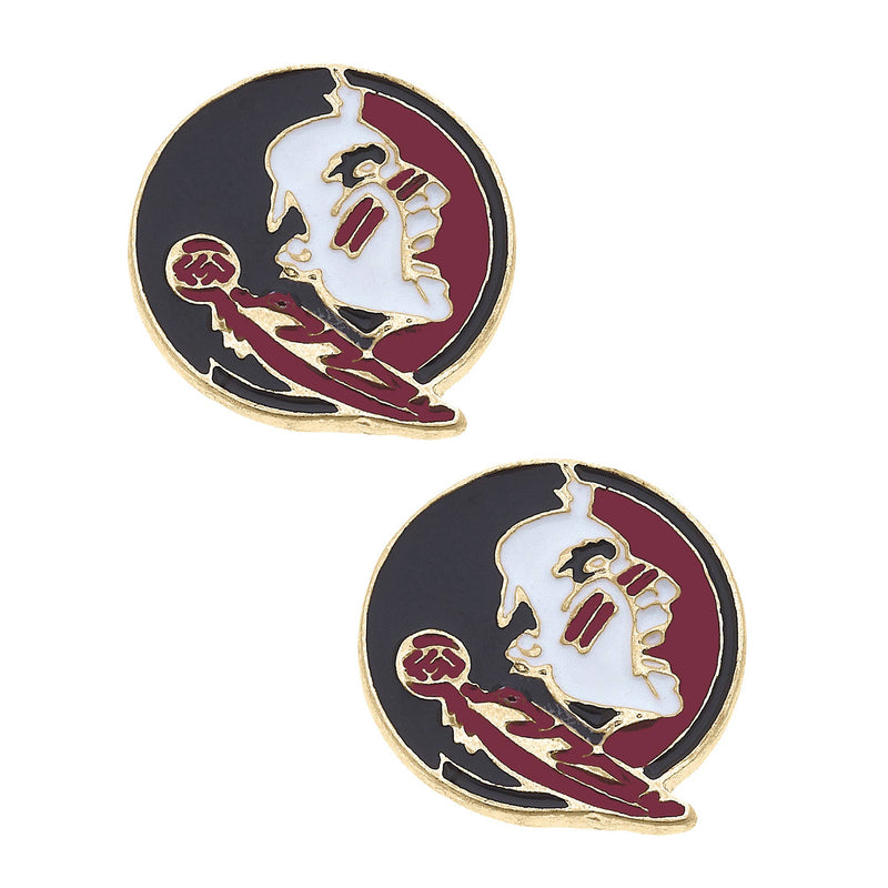 Florida State Seminoles Enamel Stud Earrings in Garnet/Black