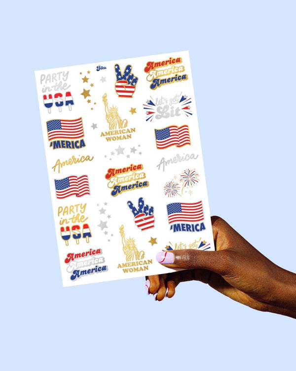 Party in the USA Tats - 34 foil temporary tattoos