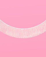 White Iridescent Fringe Banner | 5 ft, Party Decor
