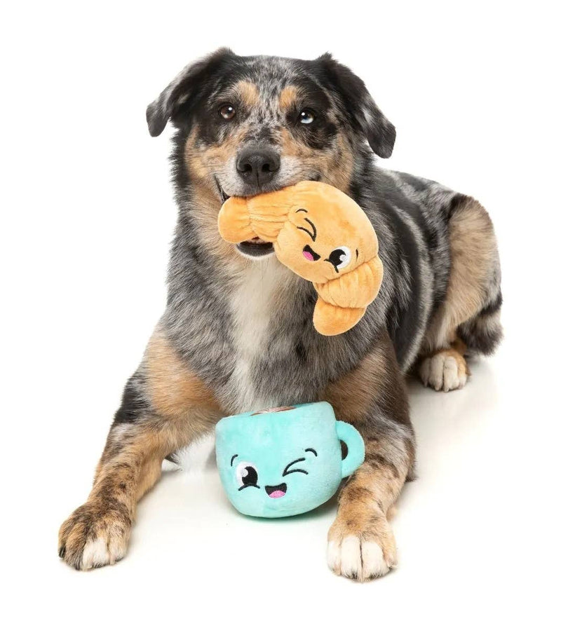 FuzzYard Croissant & Cappuccino Plush Dog Toy 2pk