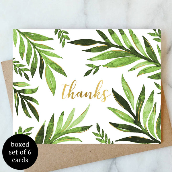 Leaf Thanks Greeting Card - Box Set of 6 | Thank You