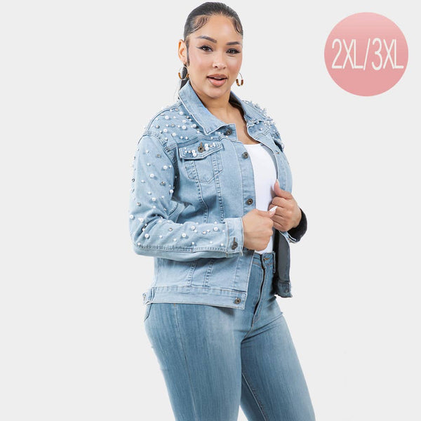 Pearl Bling Denim Jacket
: L/XL