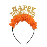 Happy Thanksgiving Holiday Party Fall Headband Crown: GOLD/WHITE