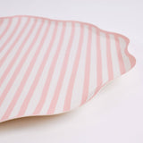 Petite Stripe – Pink and White Stripe Large Plates | Joy Ladder Premium Partyware