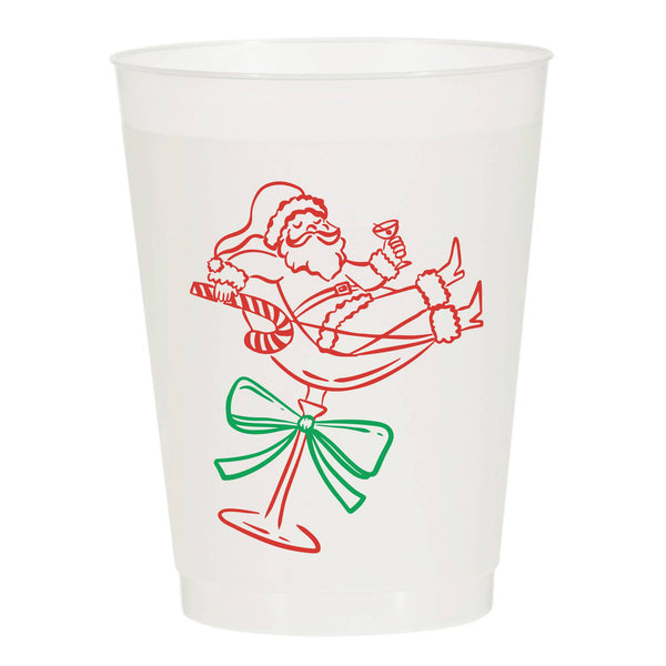 Martini Santa Christmas Frosted Cups- Christmas : Pack of 6
