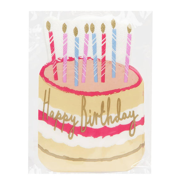 Cake Shaped Happy Birthday Napkins - 12 Pack