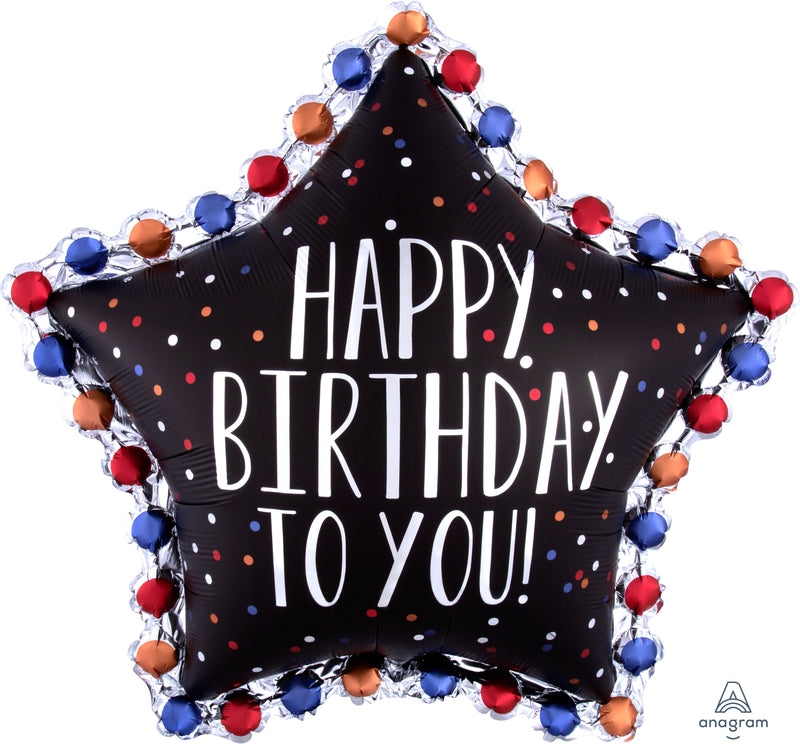SuperShape Happy Birthday To You Satin Star - 34” Balloon