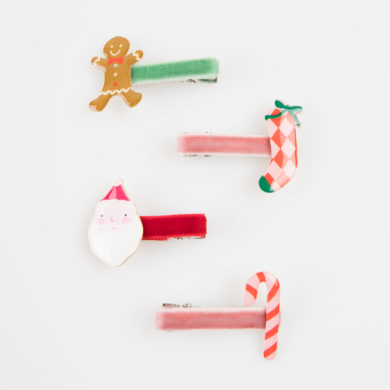 Jolly Christmas Hair Clips (x 8)