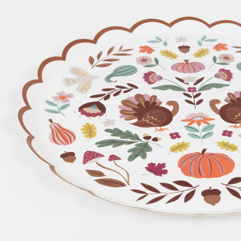 Folk Fall Dinner Side Plates (x8)