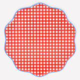 Red Gingham Dinner Plates (x8)