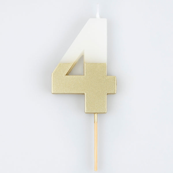 4 - Gold Dipped Number Candles