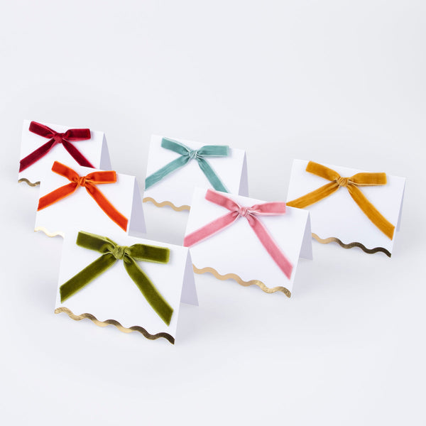 Thanksgiving Velvet Bow Place Cards (x6)