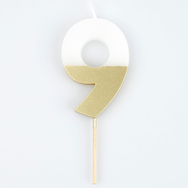 9 - Gold Dipped Number Candles