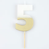 5 - Gold Dipped Number Candles