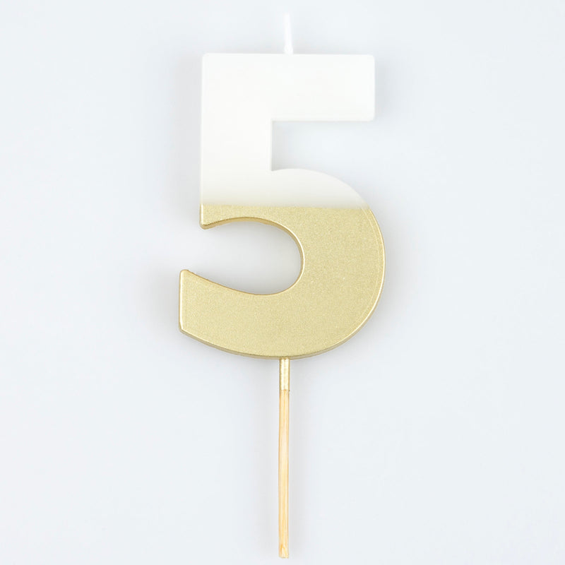 5 - Gold Dipped Number Candles