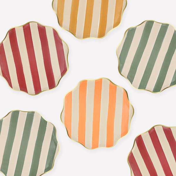Fall Stripe Side Plates (x8)