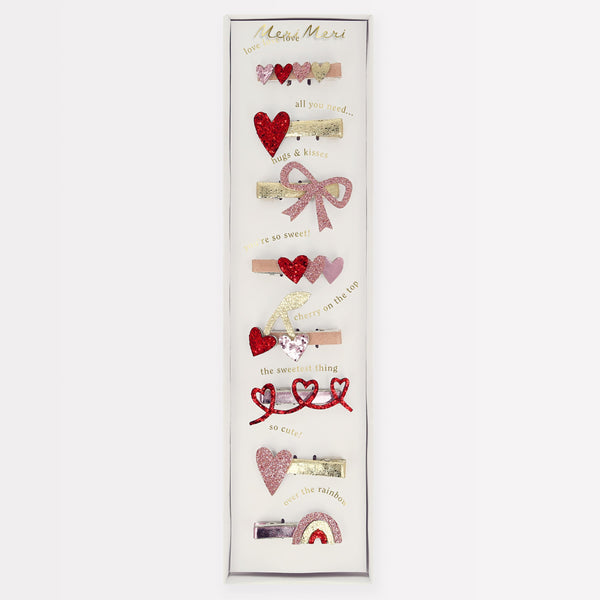 Valentine's Hair Clips (x 8)