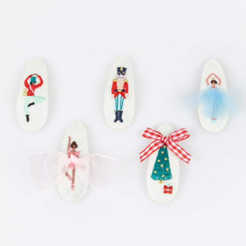 Embroidered Nutcracker Hair Clips (x 5)