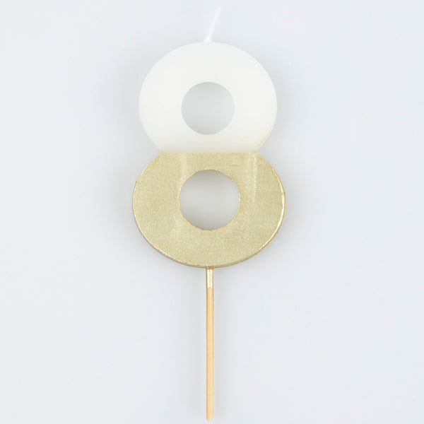 8 - Gold Dipped Number Candles