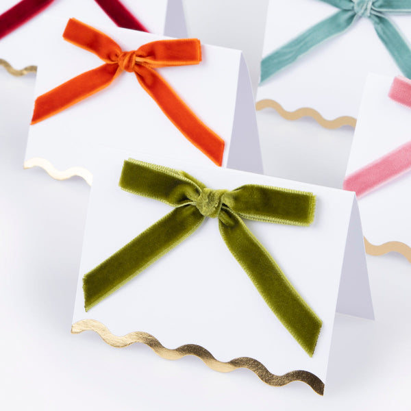 Thanksgiving Velvet Bow Place Cards (x6)