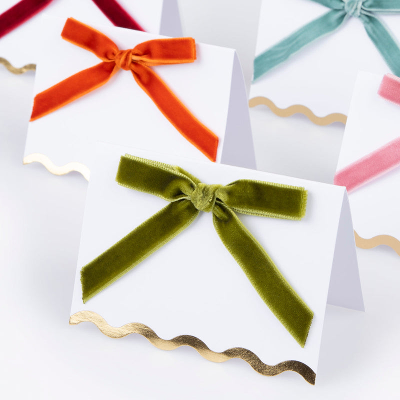 Thanksgiving Velvet Bow Place Cards (x6)
